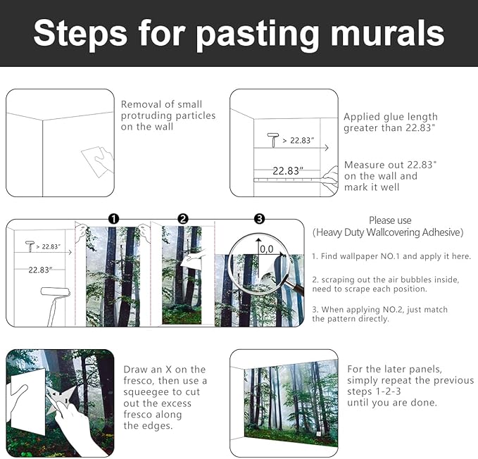 -Green Forest Landscapes Woodland Tree Fabric Wallpaper Living Room Bedroom Bathroom Jungle Wall Mural- 183"x120"( not Peel and Stick)