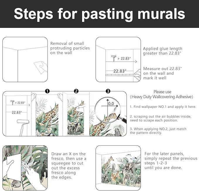 -Tropical Rainforest Plants Animals Tigers Fabric Wallpaper Jungle Plants Banana Leaves Boys Girls Kindergarten Children Bedroom Large Mural- 91"x65"( not Peel and Stick)