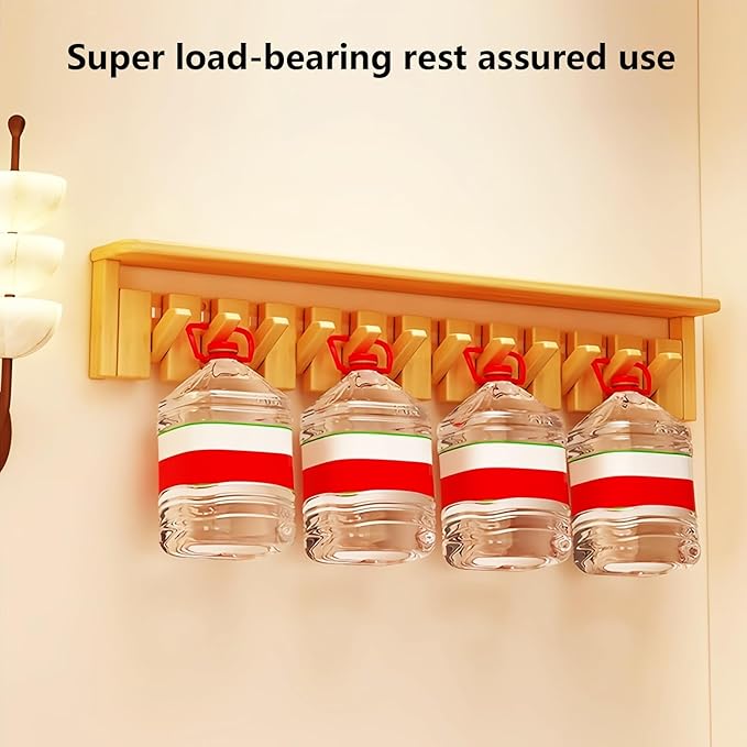 Wall Mounted Piano Key Hanger | Flip Style Hook | Entrance Wall Art Hook, Made of Oak Wood (3 Times Painted, 4 Times Polished) (Tray Walnut, 4Hooks)