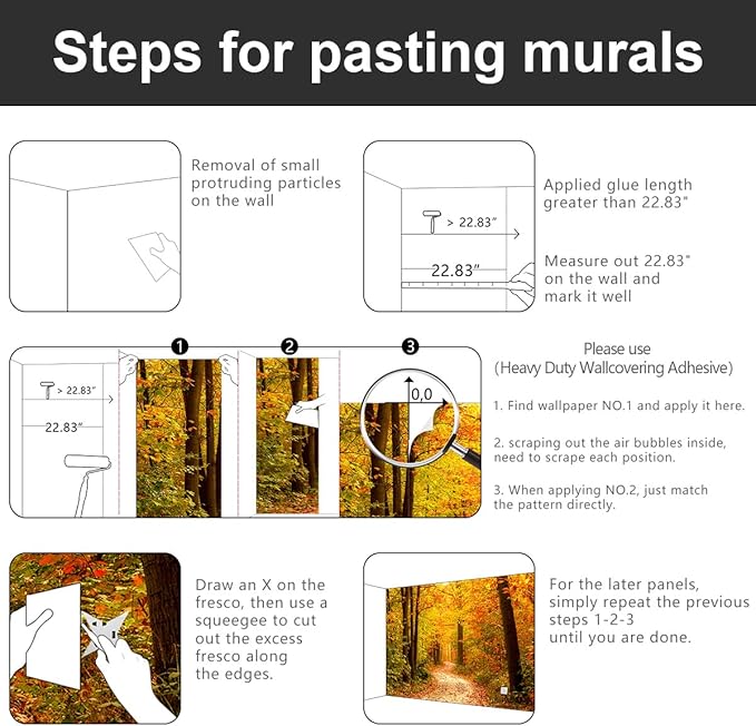 -Autumn Gold Forest Jungle Tree Fabric Wallpaper Living Room Bedroom Bathroom Woodland Scenery Large Wall Mural- 137"x96"( not Peel and Stick)