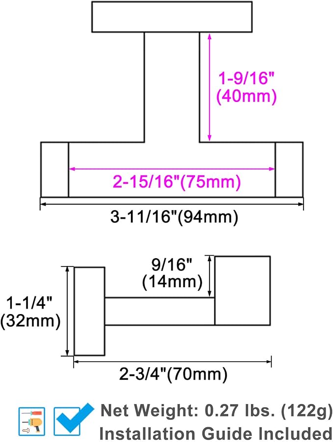 Angle Simple Bathroom Double Hook 2 PCS, SUS304 Stainless Steel Hand Towel Holder, Bath Towel Hanger, Modern Robe Hook for Wall, Brushed Nickel