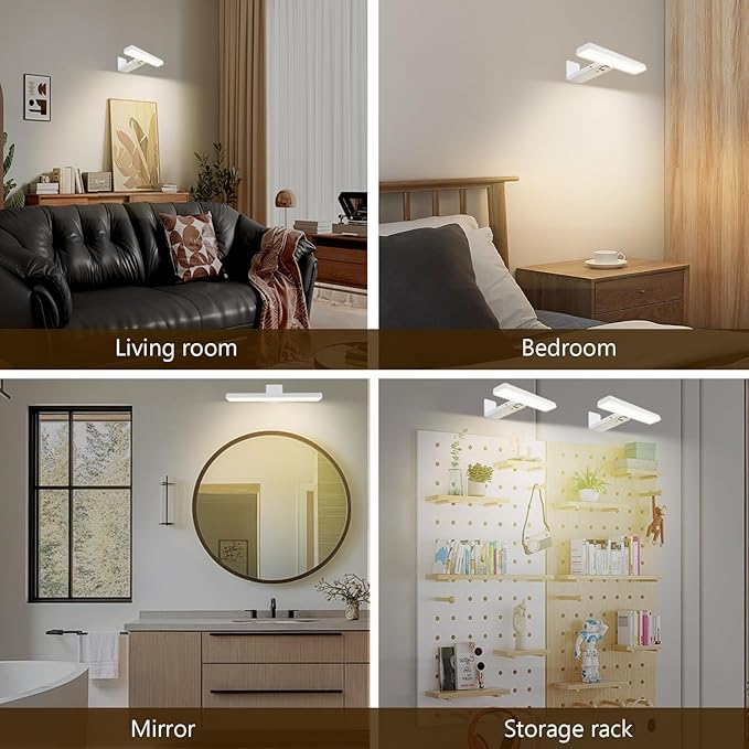 Picture Lights for Wall, 4500mAh Rechargeable Battery Painting Lights with 3 Color Temps,Remote Dimmable Timer Poster Light,Wall Decor Light for Art Display,Frame