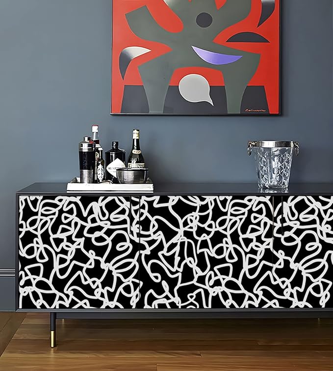 Ismoon 17.3"x118" Peel and Stick Wallpaper Black and White Contact Paper Black Modern Striped Removable Self-Adhesive Wall Paper Renter Friendly Wallpaper for Bathroom Bedroom Cabinets Decor Vinyl