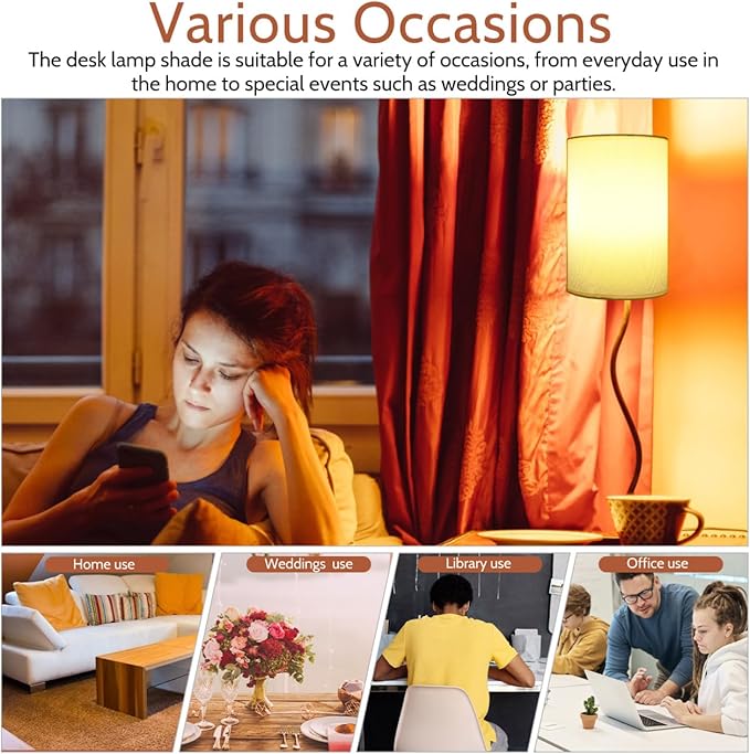 1pcs Lamp Shade, Light Fixture Replacement E27 Lampshade Light Shade Rustic Farmhouse Lampshade Barrel Fabric for Table Lamp & Floor Light, 5.1x7.9x5.1 inch (White)