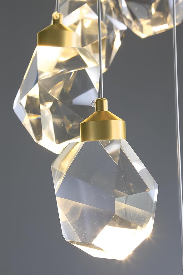 1-Light Gold Pendant Light Fixtures,Mini Crystal Chandelier for Entyway Bedroom Dimmable Pendant Light Kitchen Island 5W