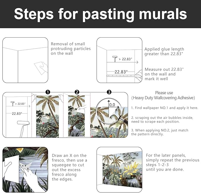 -Tropical Botanical Palm Leaf Fabric Wallpaper Living Room Bedroom Bathroom Rainforest Plant Jungle Large Wall Mural- 183"x120"( not Peel and Stick)