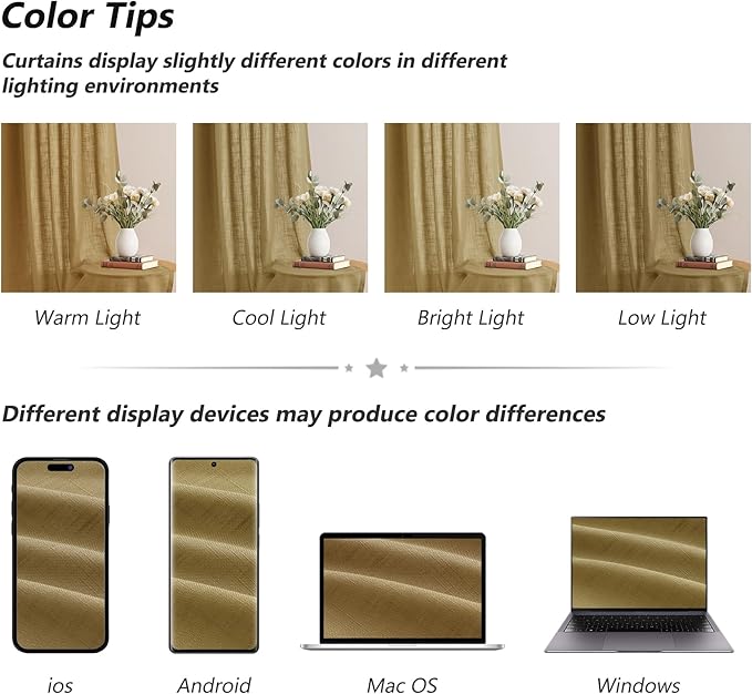 Guken Gold Linen Curtains 84 Inches Long 2 Panel Set Rod Pocket Semi Sheer Dining Room Cozy Bedroom Decor Cotton Look Country Rustic Farmhouse Boho Curtains 52x84