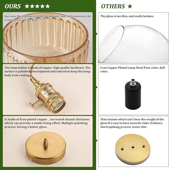 Battery Operated Pendant Light 5000mAh Rechargeable Chandelier with Remote Control Wireless Adjustable Hanging Amber Striped Light for Kitchen Island Dining Room Hallway