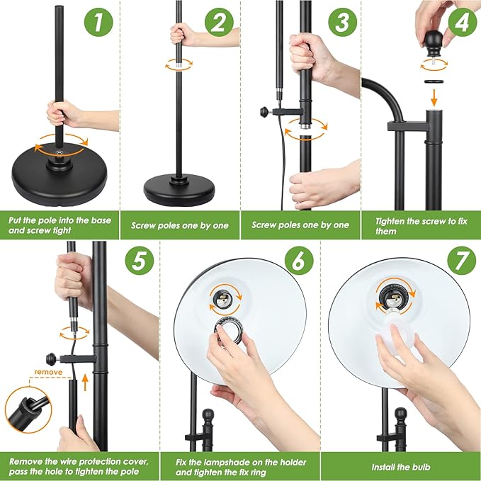 Industrial Floor Lamp, 3 Color Temperature Rustic Lamps in Aged Bronze, Adjustable Height & Head Standing Reading Lights for Bedroom