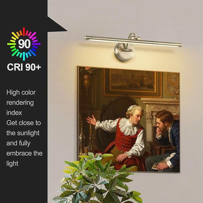 Hardwired Picture Light,24 Inch Dimmable Art Light for Paintings,14W,3000K Warm White,Antique Bronze Rotatable Picture Frame Lights for Wall Art,Gallery,Portrait,Dartboard,Mirror