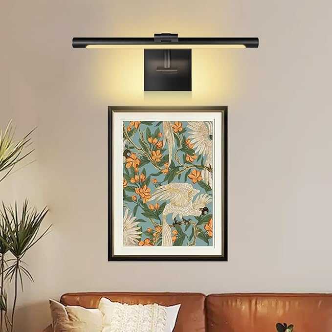 JO.KO 15.75 Inch LED Picture Lights for Wall Hardwired, Poster Art Gallery Light 10-100% Dimmable, 3000k Warm White Black Wall Sconces 7W CRI90 for Gallery Artwork, Paintings and Bathroom