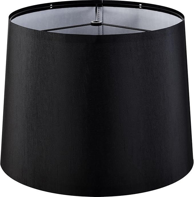 GO&SO Modern Black Lamp Shade Set of 1,Medium Drum Replacment Lampshade Silk,11 × 13" ×10" Spider Lampshades for Table Lamps and Floor Lamp,Modern Shade for Bedroom,Living Room,Simple Assembly