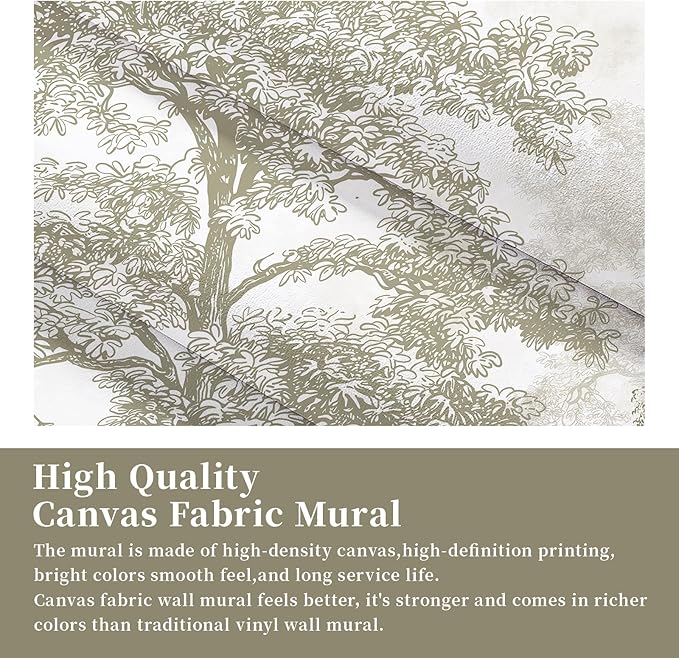 Zeeko Vintage Forest Arch Wall Mural Peel and Stick 31" W x 59" H Beige Tree Wallpaper Self-Adhesive Archway Wall Decals for Bedroom