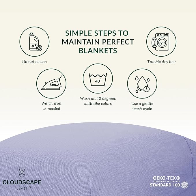 Cloud Scape Linen Herringbone Cotton Throw Blanket for Couch, Bed,Sofa, Home Decor, Soft, Lightweight, All-Season Bed Blanket, 50 x 70, Lavender Blue