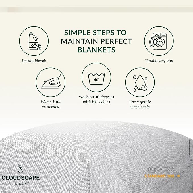 Cloud Scape Linen Herringbone Cotton Throw Blanket for Couch, Bed,Sofa, Home Decor, Soft, Lightweight, All-Season Bed Blanket, 50 x 70, White