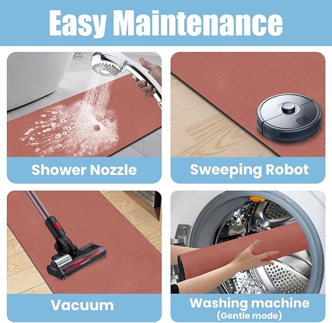 Large Bathroom Rugs Diatomaceous Earth Bath mat Super Absorbent Quick Dry Non Slip Bath Mat Thin Bathroom Floor Mats Fit Under Door-Shower Rug for in Front of Bathtub Shower, Brown, 19.6"x31.5"