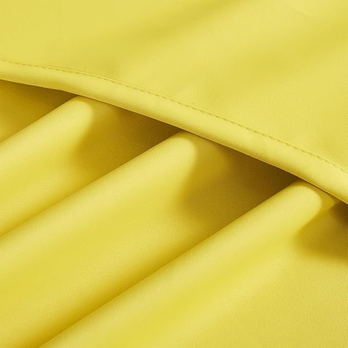 DUALIFE 120 Inch Length Extra Long Yellow Illuminating Blackout Curtain Panels/Drapes for Living Room Solid Room Darkening Bedroom Curtains Thermal Insulated Grommet Top 60x120