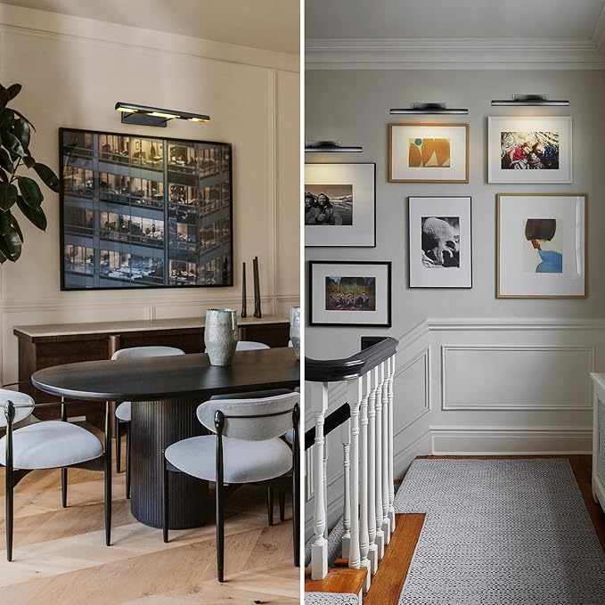 Black Picture Lights, 24inch Hardwired Picture Light for Wall, Art Light for Wall, Rotatable Wall Lights Over Picture, Frame Lights for Painting Display Artwork Portrait