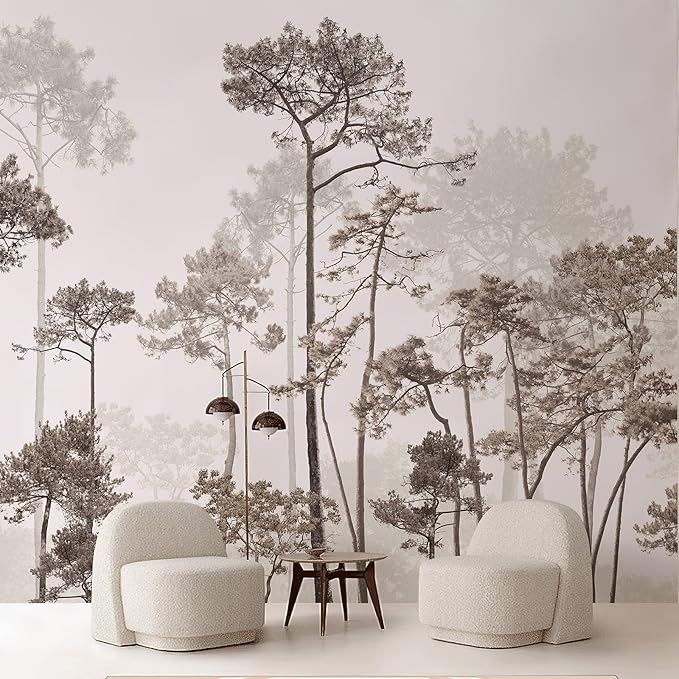 Vintage Forest Wallpaper Nature Woodland Wall Mural Peel and Stick (138" W x 98" H) Self-Adhesive Wallpaper for Bedroom Living Room Canvas Wall Paintings Large Nature Landscapes Murals