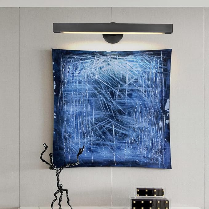 Black Picture Light, 24inch Hardwired Picture Lights for Wall,270°Rotatable LED Linear Picture Art Lights,Dimmable Picture Frame Light Bathroom Lighting Sconces for Living Room, Hallway,Kitchen