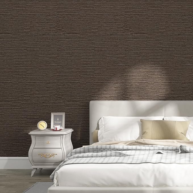 Grasscloth Peel and Stick Wallpaper 20.8"x394" Cream Thick Fabric Textured Linen Classic Faux Grassweave Neutral Removable Wallpaper Vinyl Film Roll for Home Use(Caramel, 20.8"x394")