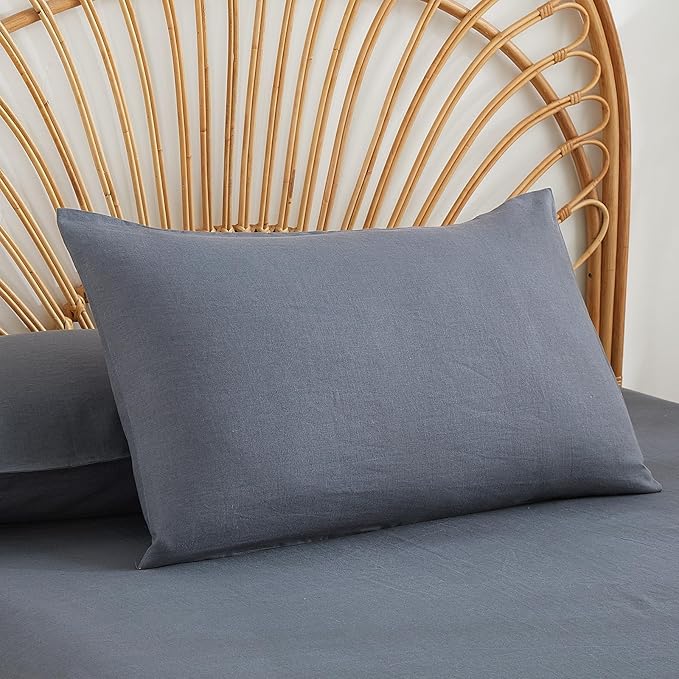 100% French Linen Pillowcase Set of 2, Breathable Envelope Closure Soft Linen Pillow Cover,Soft Luxury Hotel & Home Use, Gift