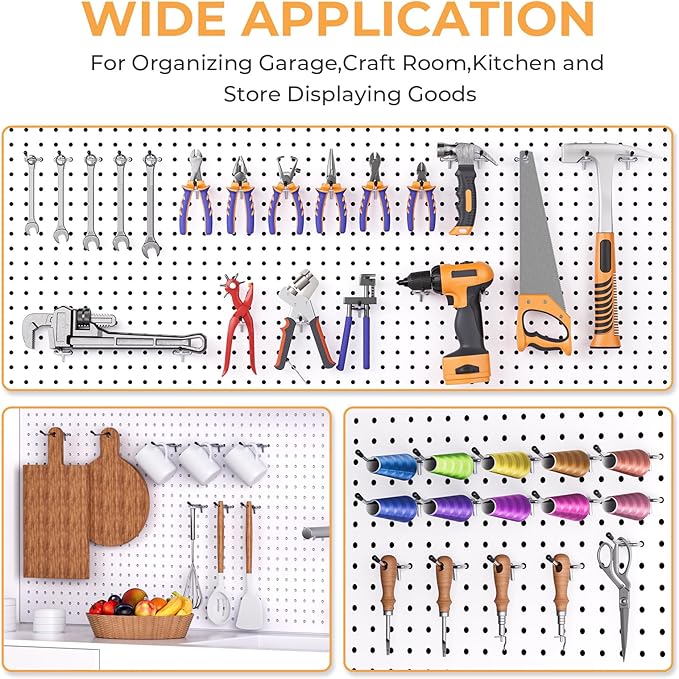 INCLY 50 Pack 4 Inch Pegboard Hooks, 1/4" Heavy Duty Peg Board Hooks Accessories with Rubber Tipped, Peg Board Tool Hangers Fit 1/4" Pegboard for Hanging Tools Garage, Craft Room, Kitchen, Store