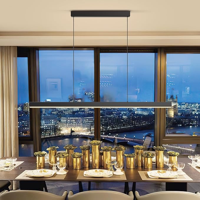 LED Linear Pendant Lights, 39in Island Lighting Fixture 3000k-6000K Dimmable, Chandelier Lamp for Kitchen Dining Room Pool Table Office Bar Garage Workbench