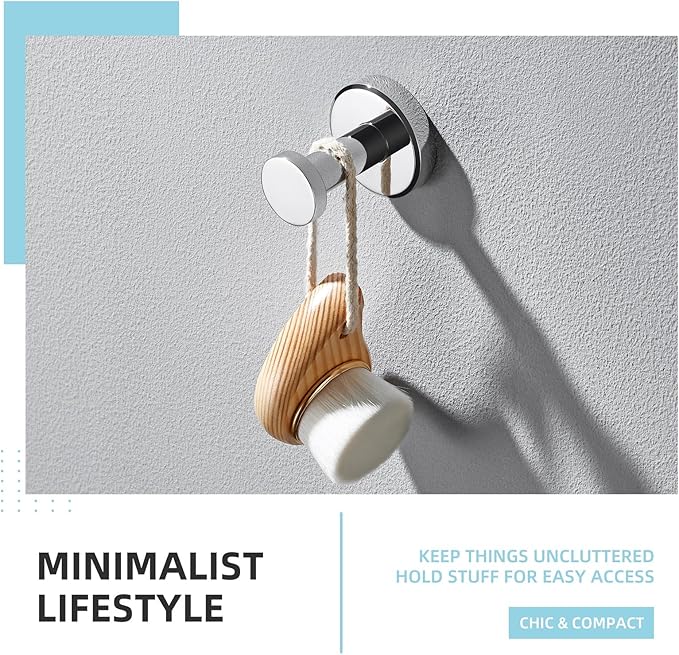 Angle Simple Single Bath Towel Hook, SUS304 Stainless Steel Round Coat Hook Wall Mounted, Robe Hanger for Kitchen Bathroom Polished Chrome