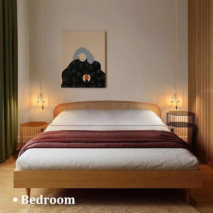 Mini Plug in Pendant Light Hanging Light Fixture Corded On/Off Switch Brass Pendant Light with Amber Tulip Glass Lampshade for Bedroom Living Room Kitchen Island