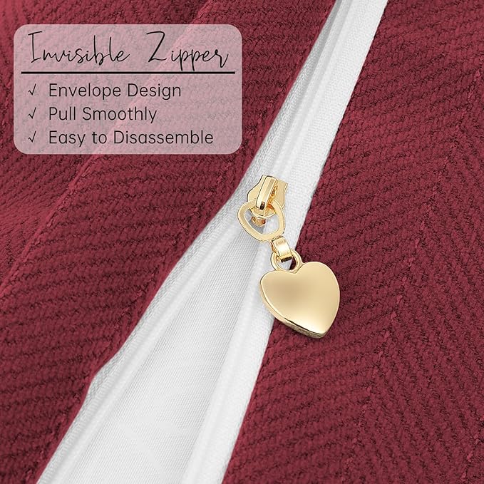 ZWJD Burgundy Pillow Covers 20x20 Set of 2 Chenille Throw Pillow Covers with Elegant Design Soft and Luxurious Decorative Throw Pillows for Couch, Bed, and Home Decor