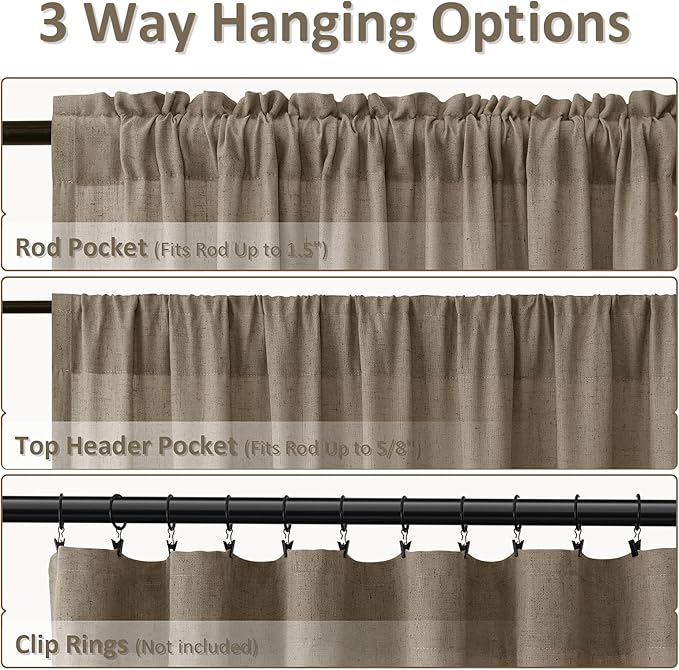 Guken Burlap Linen Curtains 84 Inches Long 2 Panel Set Rod Pocket Semi Sheer Dining Room Cozy Bedroom Decor Cotton Look Country Rustic Farmhouse Boho Curtains 52x84