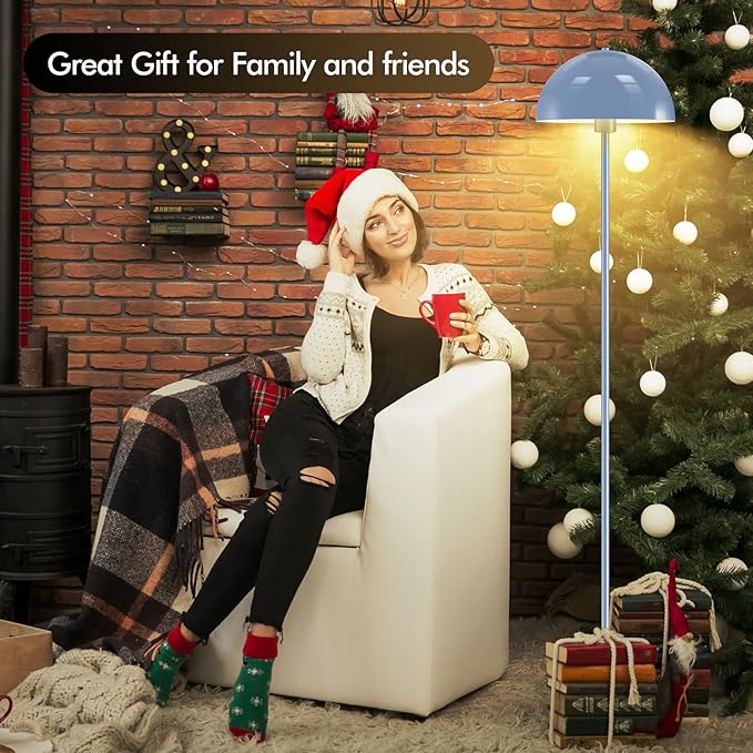 Floor Lamp, Industrial Blue Floor Lamps for Living Room, 65.6in Standing Lamp, Retro Mushroom Dome Shade, Whole Metal, E26 Socket, Mid Century Modern Floor Lamp for Bedroom/Office,No Bulb