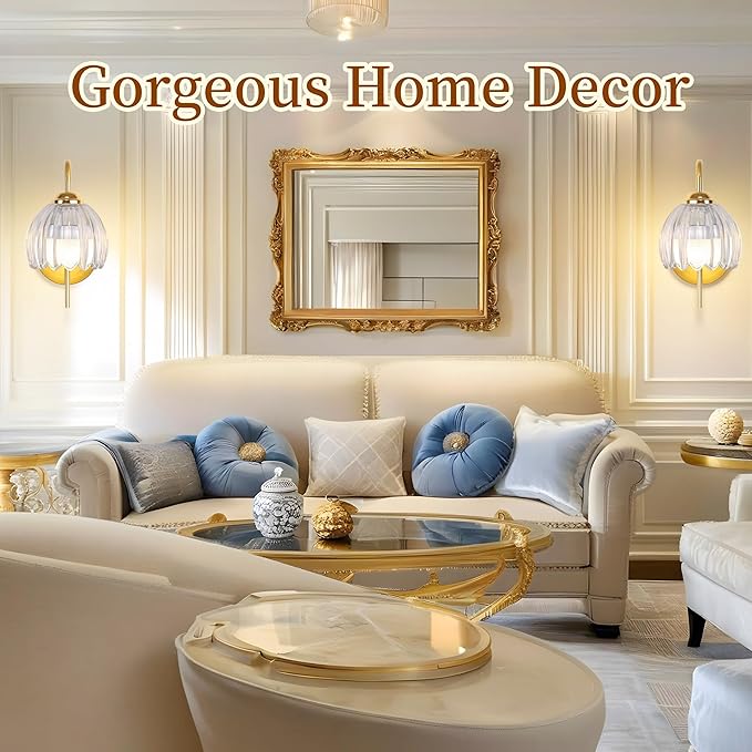 Vintage Battery Operated Wall Sconce with Flower lampshade,Rechargeable Battery Powered Wall Lights,Wall lamp with 15 Colors for Bedroom Living Room Home Decor (Clear Tulip, 2 Light Battery Operated)