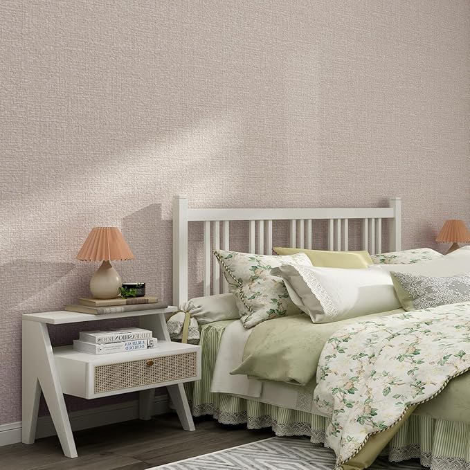 Grasscloth Peel and Stick Wallpaper 20.8"x394" Beige Thick Fabric Textured Linen Classic Faux Grassweave Neutral Removable Wallpaper Vinyl Film Roll for Home Use(Beige, 20.8"x394")