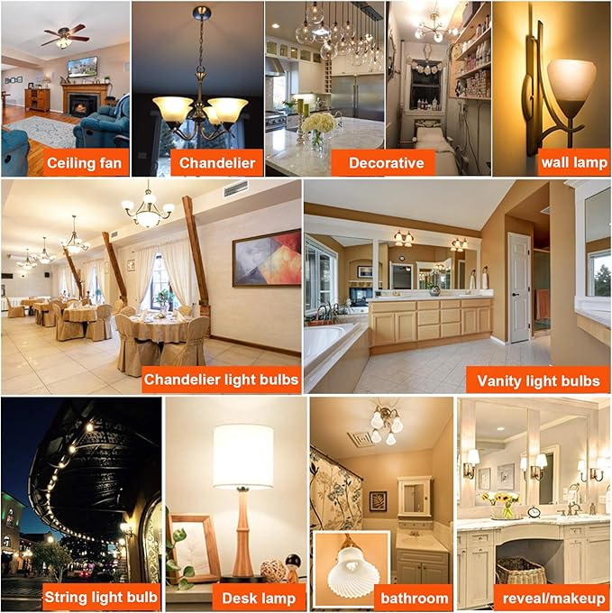 LiteHistory Dimmable g16.5 led Bulb e12 g16 1/2 led Candelabra Bulb 40w led Edison Bulb 2700K 400lm ac120v 4w g50 led Globe Bulb for Chandelier,Vanity and Ceiling Fan Light Bulbs 6Pack