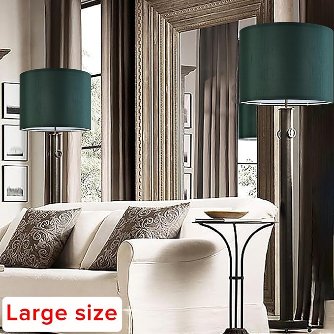 GOSO Dark Green Lamp Shades Set of 2 Large,16×16×12 inches Spider Replacement Lampshade Decoration for Living Room/Bedroom,Simple Assembly,Handcarft for Large Floor Lamps and Table Lamp Tropical