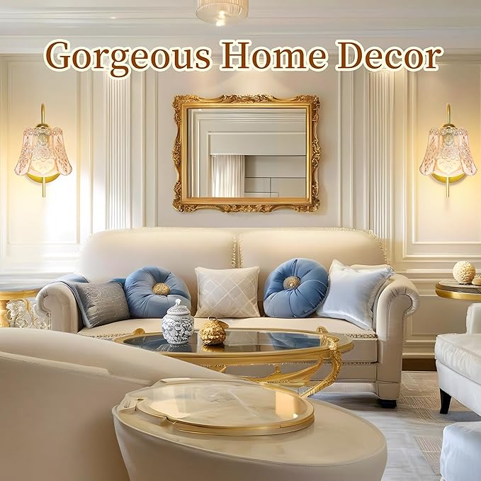 Battery Operated Wall Sconce with Remote Control,Vintage Wall Sconce with Amber Rose Texture,Rechargeable Battery Wall lamp Wall Lights with 15 Colors for Bedroom Living Room Doorway,Set of 2