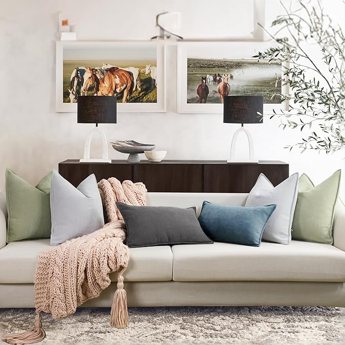 ZWJD Light Gray Pillow Covers 18x18 Set of 2 Chenille Throw Pillow Covers with Elegant Design Soft and Luxurious Decorative Throw Pillows for Couch, Bed, and Home Decor