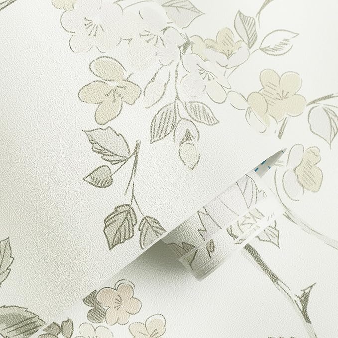 Vinjiasin Wallpaper Peel and Stick Yellow Floral Contact Paper Modern Self Adhesive Removable Beige Flower Leaf Wall Paper for Bathroom Bedroom Living Room 16.1"x 118"