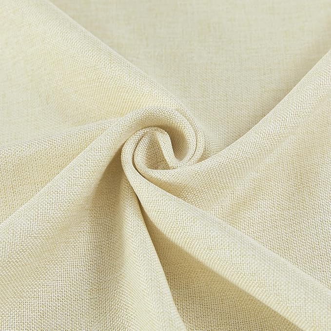 Back Tab Linen Curtains 72 Inch Length 2 Panels Set, Light Filtering Semi Sheer Farmhouse Boho Curtains & Drapes for Bedroom Living Room, Light Yellow W50 x L72