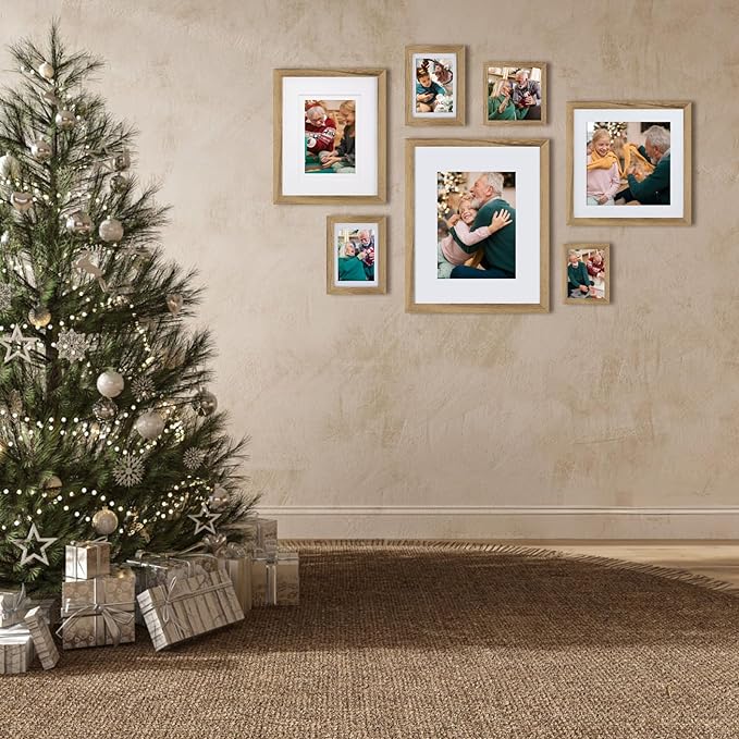 Egofine 11x14 Picture Frames with Plexiglass, Display Pictures 5x7/8x10 with Mat or 11x14 Without Mat Set of 4 for Tabletop and Wall Mounting, Carbonized Brown