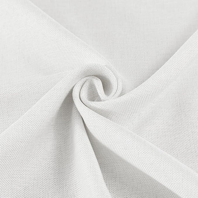 Semi Sheer Curtains 84 Inch Length for Living Room, Rod Pocket Back Tab Linen Curtains Light Filtering for Bedroom, 60" Width, White, 2 Panels