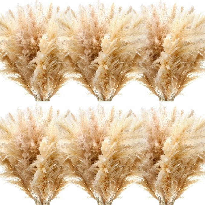 30 Stems 32 Inch Fluffy Pampas Grass Decor Tall Natural Dried Flowers Bouquet for Boho Home Decorations, Large Phragmites for Floor Vase, Wedding Floral Arrangements, Farmhouse