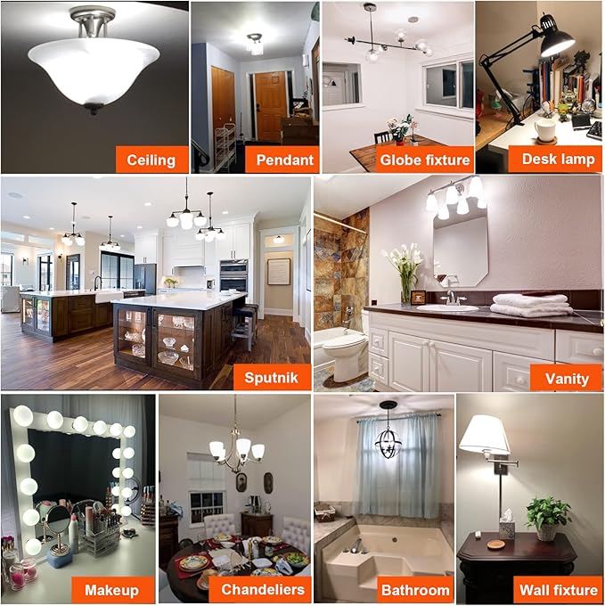 LiteHistory E26 LED Bulb 4W Equal E26 Edison Bulb 40 Watt Neutral White 4000K E26 Bulb Dimmable AC120V 400lm G16.5 Light Bulb led for Rustic Sputnik,Chandeliers,Vanity,Wall sconces Pack of 6