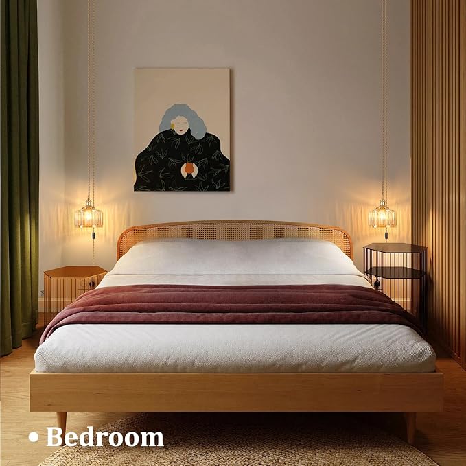 Plug in Pendant Light Hanging Light Fixture Corded On/Off Switch Brass Pendant Light with Amber Striped Glass Lampshade for Bedroom Living Room Kitchen Island