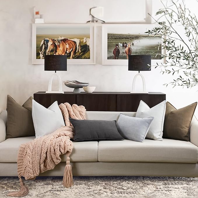 ZWJD Brown Pillow Covers 26x26 Set of 2 Chenille Throw Pillow Covers with Elegant Design Soft and Luxurious Decorative Throw Pillows for Couch, Bed, and Home Decor