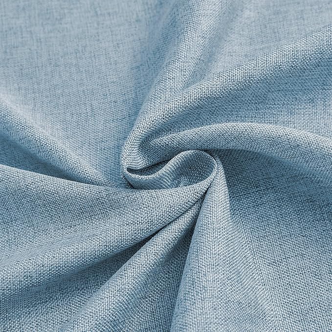 DONREN Dusty Blue Curtains 96 Inch Length for Living Room 2 Panel Back Tab Rod Pocket Drape Light Filtering Semi Sheer Linen Textured Curtain for Bedroom Modern Farmhouse Decor 50x96 Long