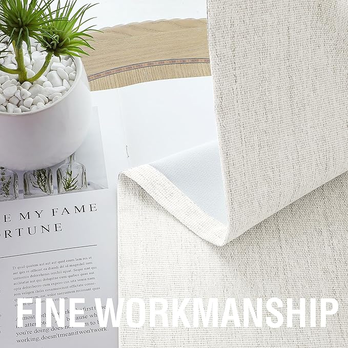 H.VERSAILTEX 100% Blackout Curtains Linen Textured Chenille Curtains Thermal Insulated Curtain Panels with White Flocking Coating Back, 42" W x 84" L, Heathered Ivory(Not Solid)