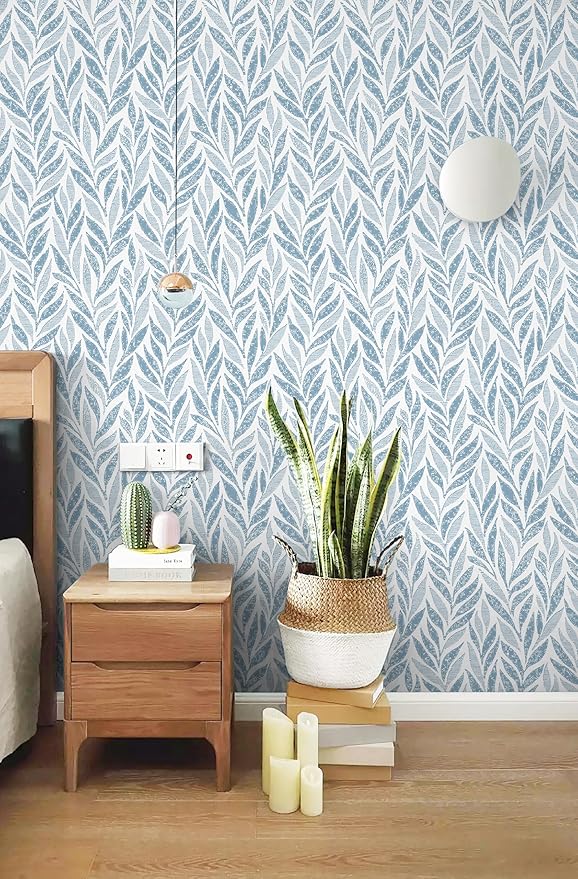 Safiyya 787"x17.3" Blue Peel and Stick Wallpaper Boho Contact Paper Modern Stick on Wallpaper for Bathroom Adhesive Kitchen Wall Paper Vinyl Rolls